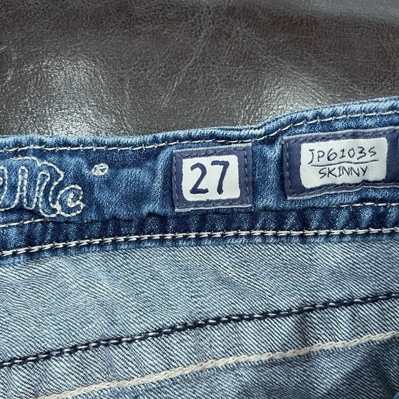Miss Me size 27 bling rocker western Y2K embellished white stitching denim jeans - Picture 5 of 16